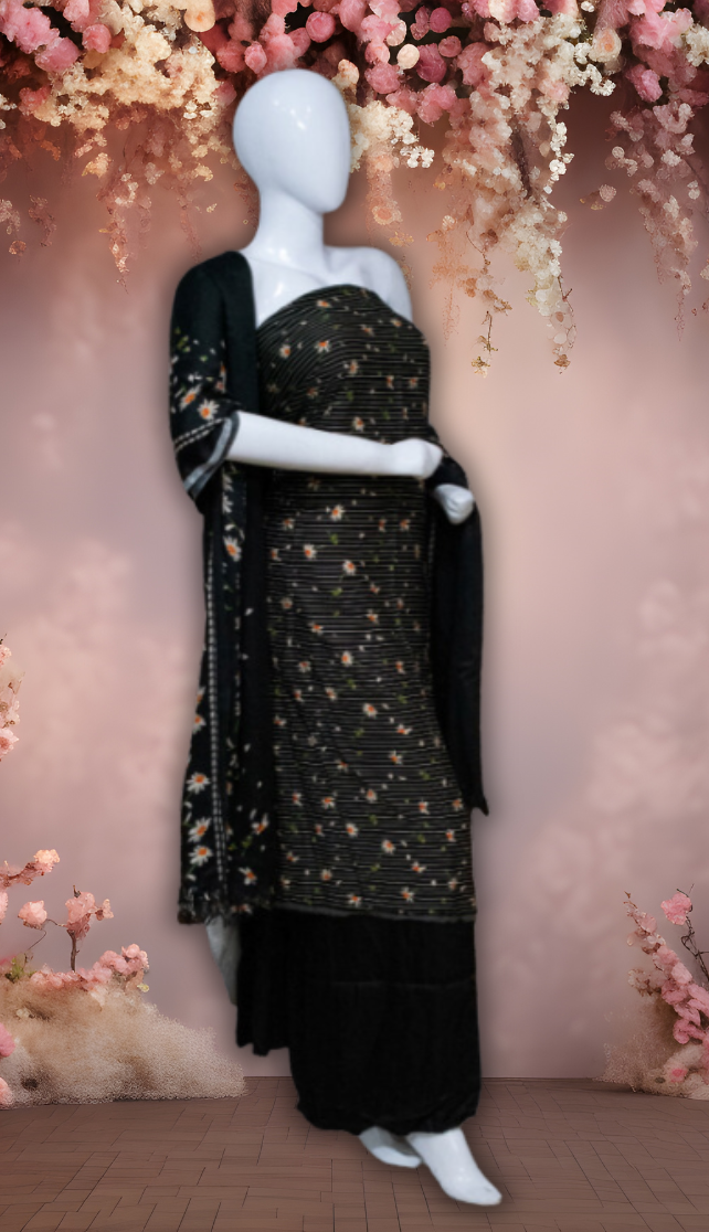 Noir Bloom - Marina Suit | Wool Dupatta