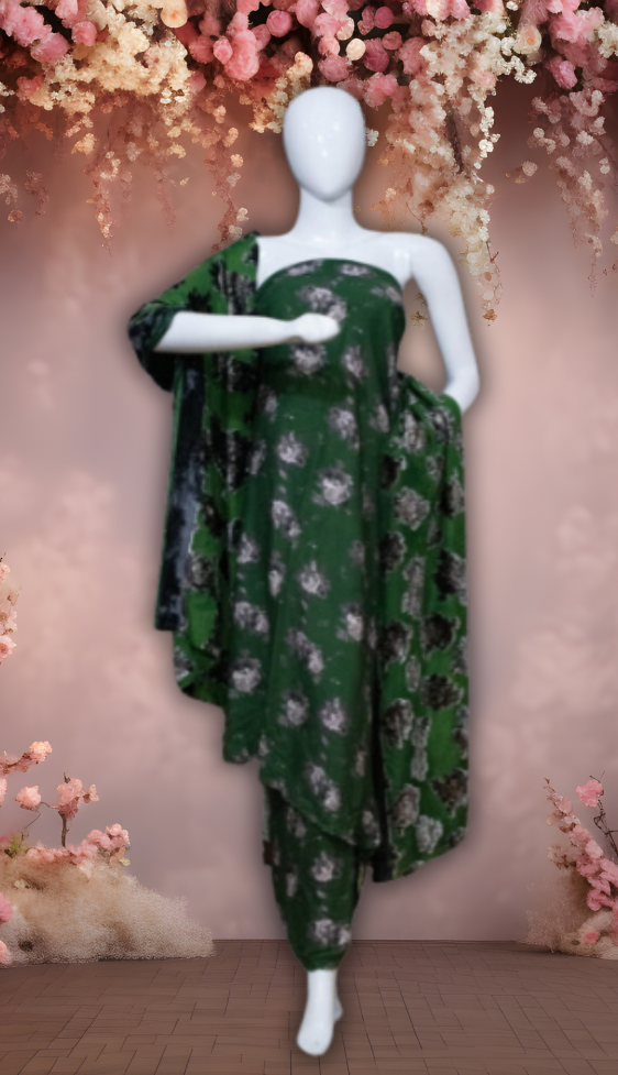 Emerald Glow - Linen Suit | Palachi Dupatta