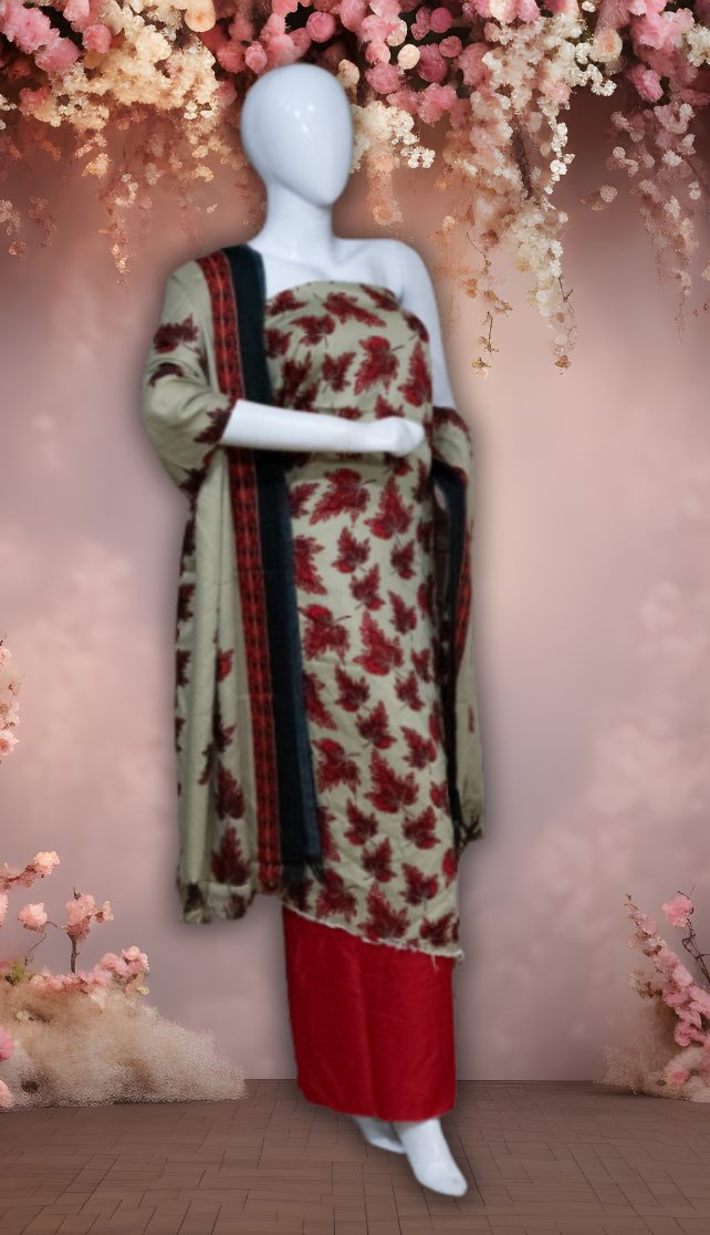 Crimson Ember - Marina Suit | Wool Dupatta