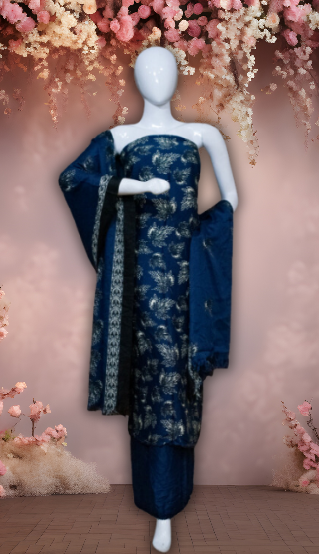 Sapphire Elegance - Marina Suit | Wool Dupatta