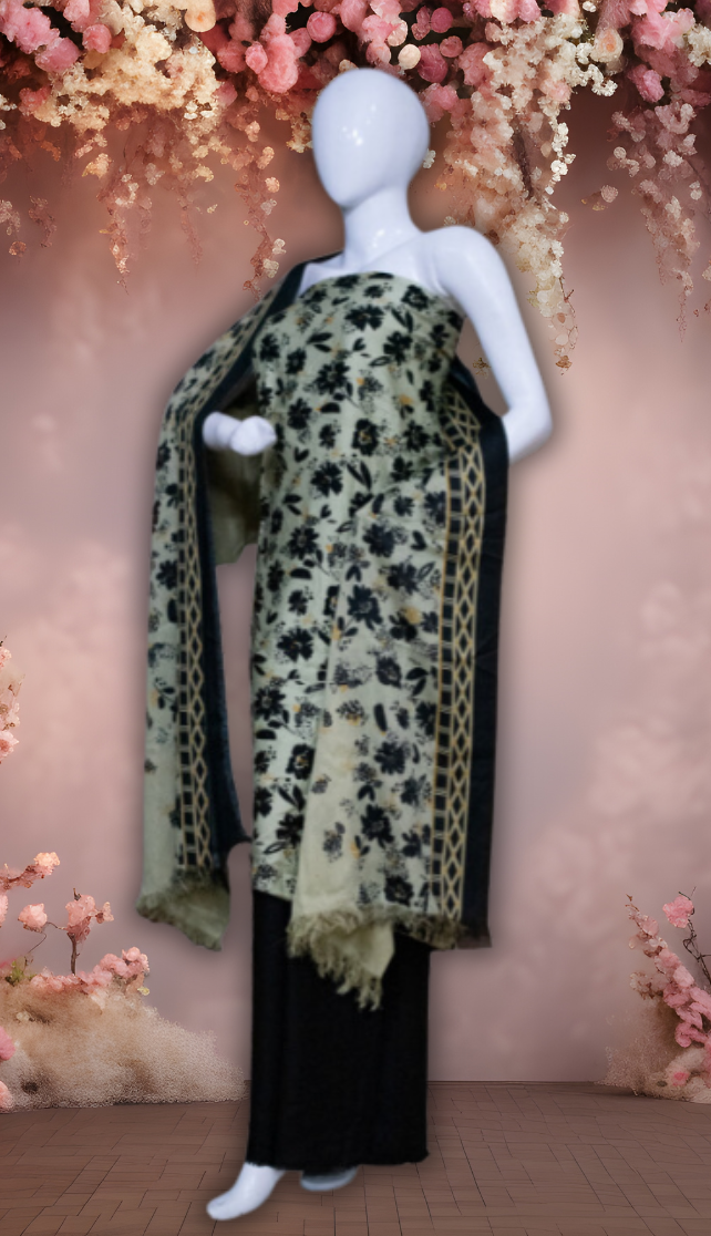 Celestial Petal - Marina Suit | Wool Dupatta